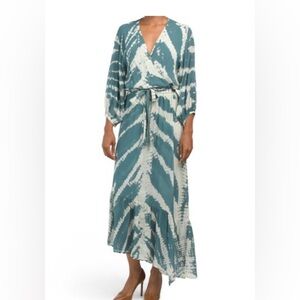 Young Fabulous & Broke silk tie dye dress with Bishop Sleeves